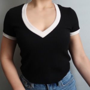 Forever 21 Black/White V neck
